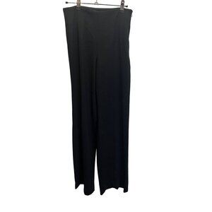 Talbots Black Wide-Leg Womens Pants Size 2 Side Zip Closure Polyester Blend